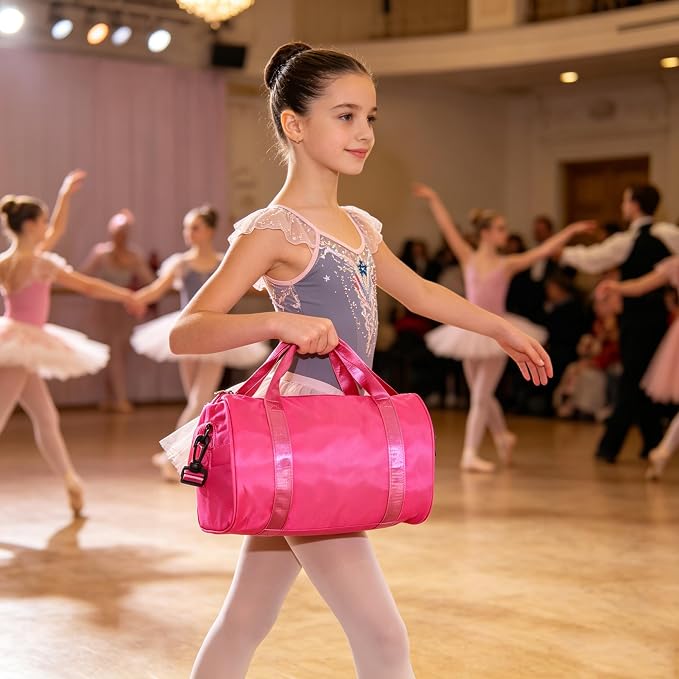 Ballet Dance Bag Mini Gym Bag Lightweight Small Duffle Bag 10L Cute Crossbody Bag for Yoga Swimming Sport (RoseRed)
