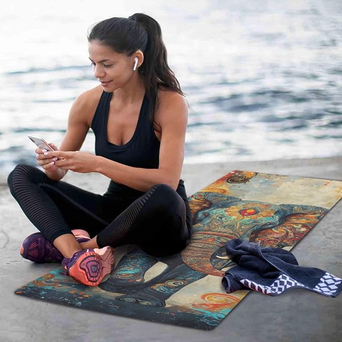 Skull Yoga Mat for Women Men 71" x 26" Non Slip Exercise & Fitness Mat 1mm Thick Workout Mat for Yoga, Pilates, Come with Storage Bag