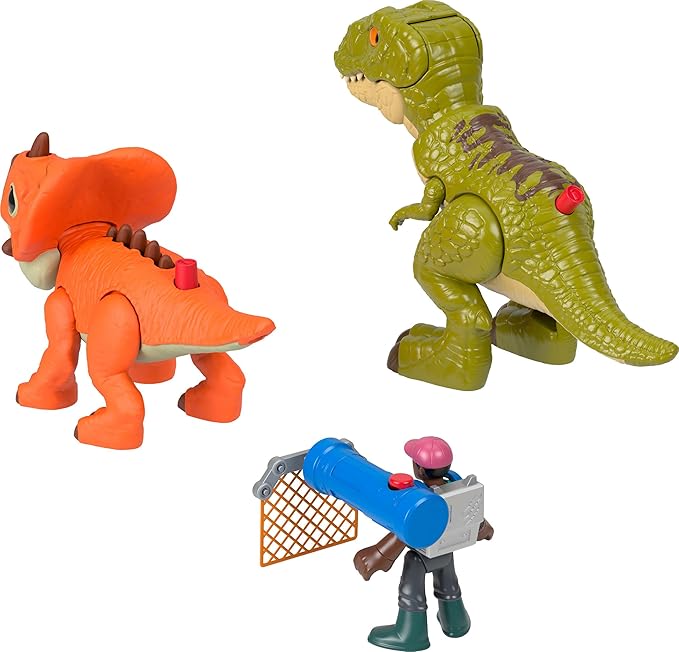 Fisher-Price Imaginext Jurassic World Rebirth Playset, T. tex Toy Gift Pack with 3-inch Human Action Figure, 2 Dinosaurs & Accessories