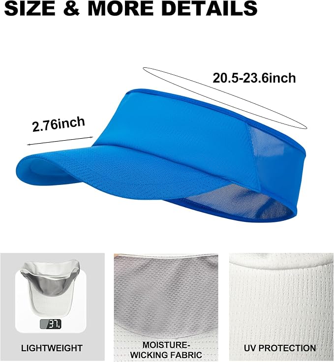 Sun Visor Hats Lightweight Stretchy for Running Tennis Golf | Portable,Mesh breathable,Quick-dry,Cooling Visor Hat,Stretch Fit,For Outdoor Sport Pickleball,Beach Volleyball