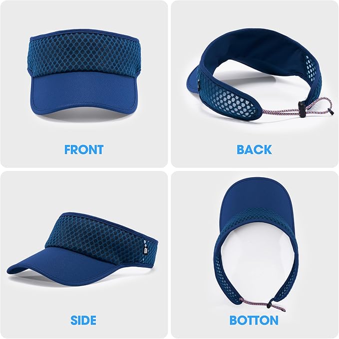 LONGLONG Sports Sun Visor Hat with Non-Slip Toggle Breathable for Women Men | Adjustable Quick Dry Moisture-Wicking Soft Lightweight Mesh Sun Protection Cap Golf Tennis Pickleball Running Garden Hiking