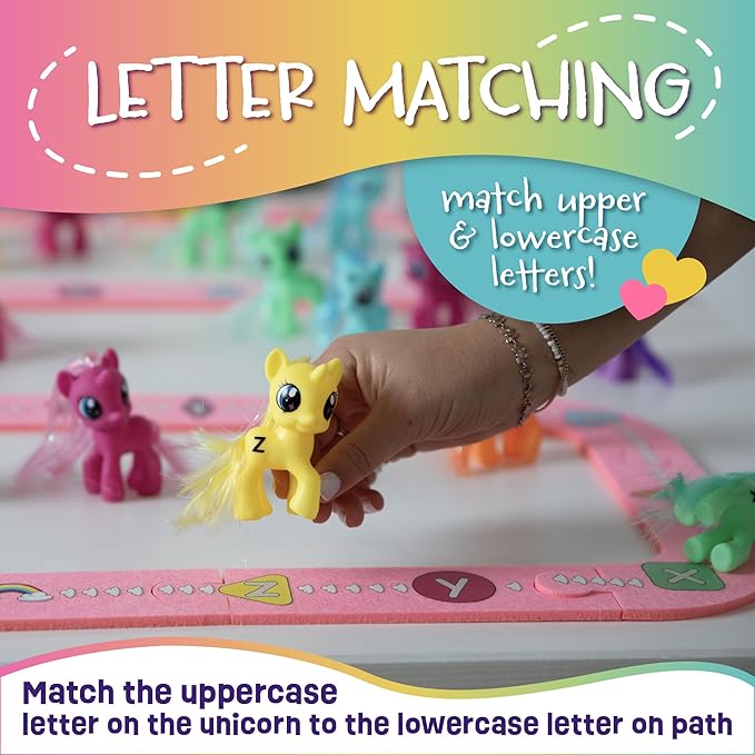 Skoolzy 41-Piece Unicorn Set for Girls Age 4-6 - ABC Learning and Letter Recognition Games for Kids 3-5