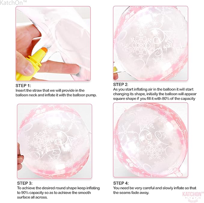 KatchOn, Huge 22 Inch Pink Snowflake Balloons - Pack of 6 | Mylar Snowflake Balloon, Pink Snowflake Decorations | Birthday Decorations For Women | Baby Shower, Princess Birthday Decoration