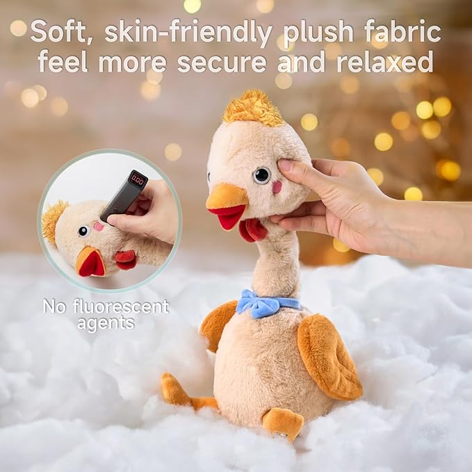 TUMAMA Dancing Talking Chicken Toy, Mimicking Twisting Neck Flapping Wings Electronic Pet Soft Plush Chick Toy,Singing, Recording, Repeating, Baby Toddler Interactive Toys for Boys Girls Gifts