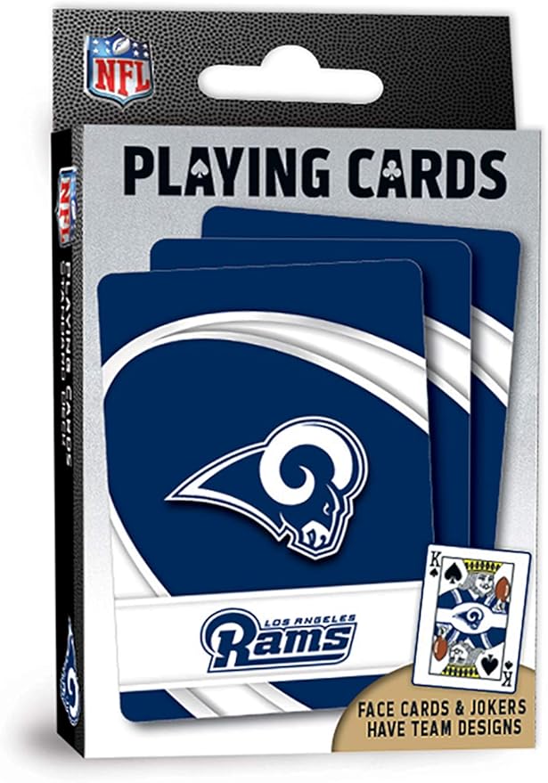 Masterpieces Officially Licensed NFL Los Angeles Rams Playing Cards - 54 Card Deck for Adults