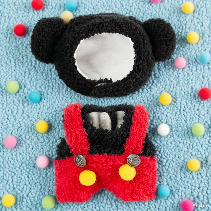 17cm Doll Clothes for Labubu - Plush Clothes for Dolls Outfit - Accessories for 17cm Dolls Clothes -Kawaii Mickey Costume, No Doll Included