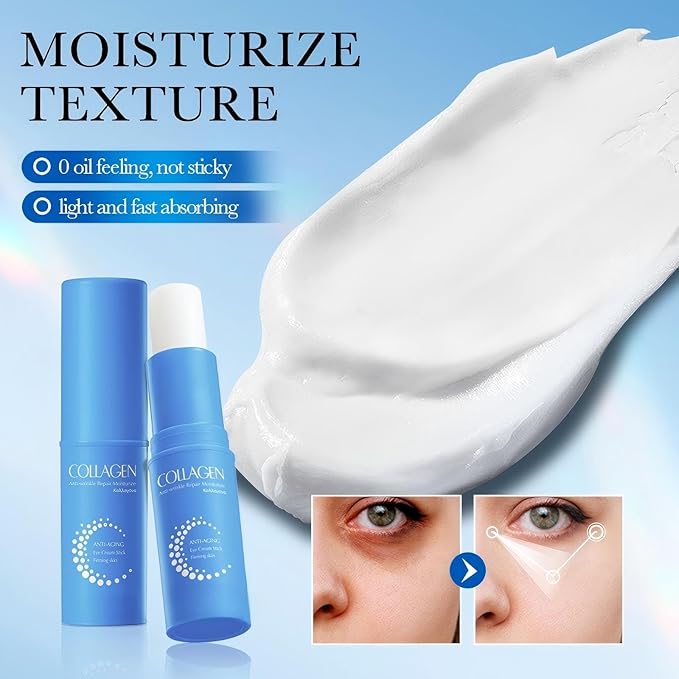Retinol Eye Stick - Eye Cream for Dark Circles and Puffiness with Caffeine, Collagen & Hyaluronic Acid, Retinol Eye Cream Anti Aging, Reduces Fine Lines, Wrinkles & Under Eye Bags (1pcs)