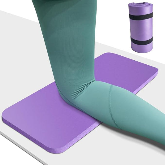 Yoga Knee Pad Cushion, 24 x 9.8 x 0.8 in Thick Mini Yoga Mat, Odor-Free NBR Workout Mat with Storage Strap, Small Exercise Mat for Yoga, Pilates, Kneeling, Planks & Home Gym