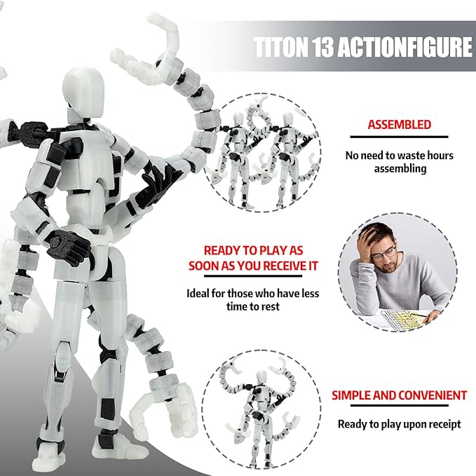 Already Assembled T13 Action Figure Accessories,T13 Multi-Jointed Movable,for Collectors Desktop Decorations t-13 Movability 3D Printed Toys (Luminous, 5.5inch)