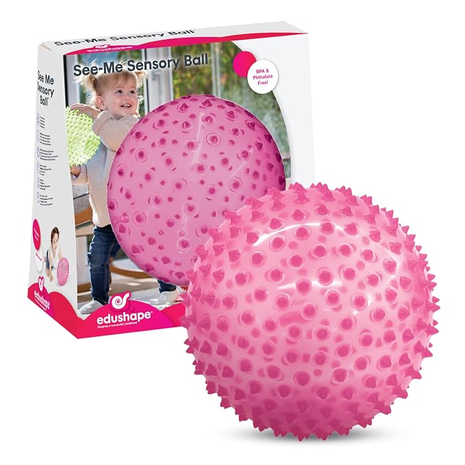Edushape The Original Sensory Ball for Baby - 7" Transparent Pink Color Baby Ball that Helps Enhance Gross Motor Skills for Kids Aged 6 Months & Up - Vibrant, Colorful & Unique Toddler Ball