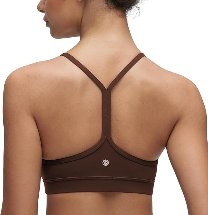 CRZ YOGA Butterluxe Y Back Sports Bras for Women - Padded Racerback Low Impact Spaghetti Thin Strap Workout Yoga Top