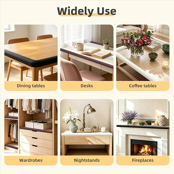 Corner Protector Baby, Baby Proofing Edge Corner Protector, Waterproof Soft Foam Cushion with Adhesive Tape (6.6ft Edge + 4 Corners),Wall Corner Protector for Fireplace, Table, Stair, Cabinet(Brown)