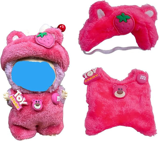 17cm Plush Doll Clothes Wardrobe Set - Clothes for Dolls Faux Fur Outfit Bundle (Hat+Top+Pants+Accessories) for Cute Collectible Figure Display (NO Doll) Included (Style-E, 17cm/7inch)