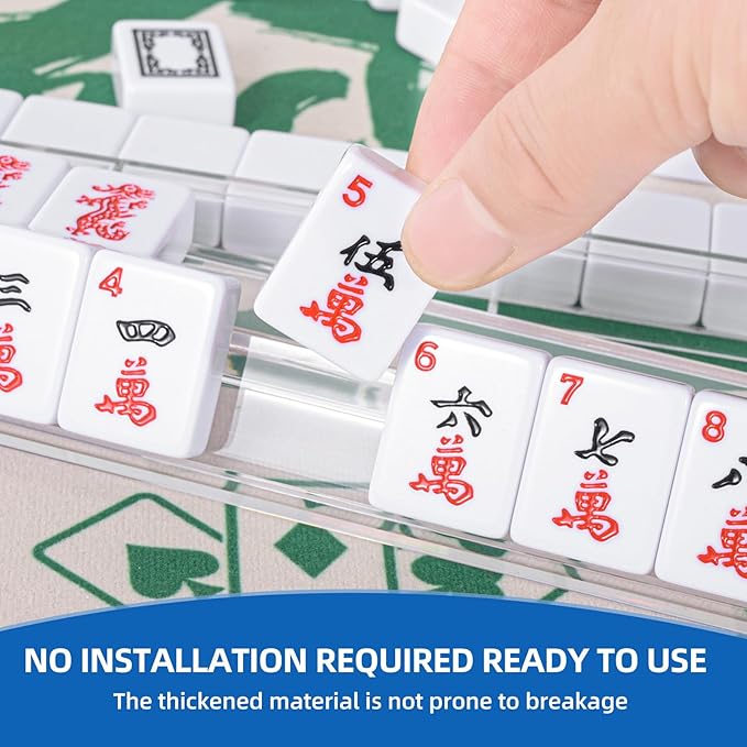 Mahjong Racks with Pushers - Set of 4, Clear Acrylic American Mahjong Tile Racks with Built-in Pushers - Durable & Lightweight - Perfect for Mahjong Game Accessories (Imported)
