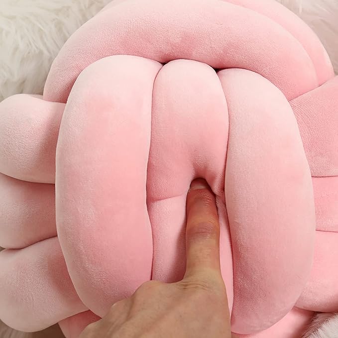 Knot Pillow Ball Round Cushion Pillows, Children Room Decoration Plush Toys Calming Stress Relief Toy (Pink,11in/28cm)