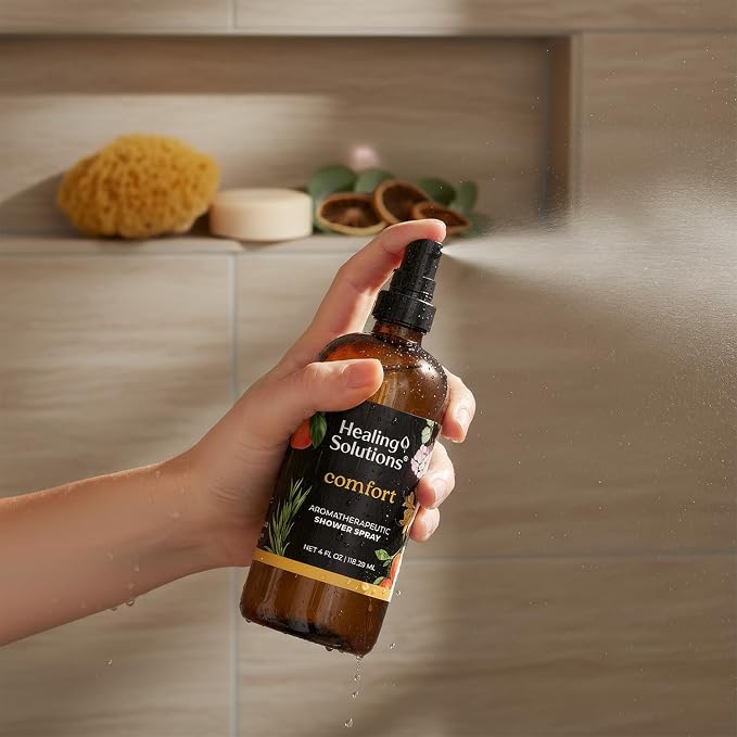 Healing Solutions Aromatherapy Shower Spray, Comfort Blend, 4oz, Made in the USA, At Home Spa Experience, Promotes Emotional Calm (4oz, Comfort)