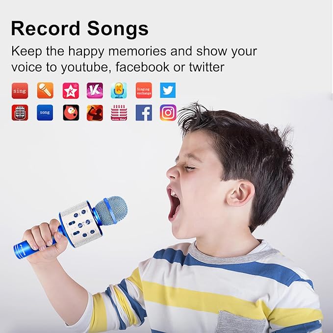 Karaoke Micorphones for Kids Wireless Bluetooth Karaoke Machine for Child Musical Toys Micorphones for Girls Boys Children Birthday Party Home KTV Thanksgiving Kids Gifts