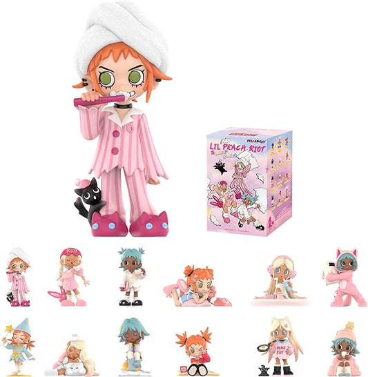 POP MART Lil Peach Riot Sleepover Series Blind Box Figures, Random Design Action Figures Collectible Toys Home Decorations, Holiday Birthday Gifts for Girls and Boys, Single Box