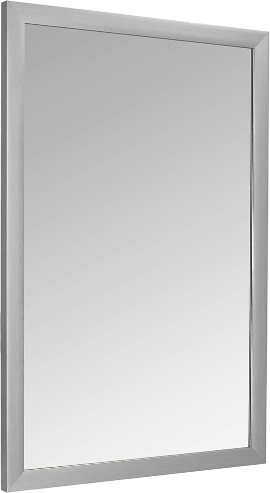 Amazon Basics Rectangular Wall Mount Mirror for Bedroom, Living Room, Entryway, 24" x 36", Standard Trim, Nickel, Hangs Horizontally or Vertically