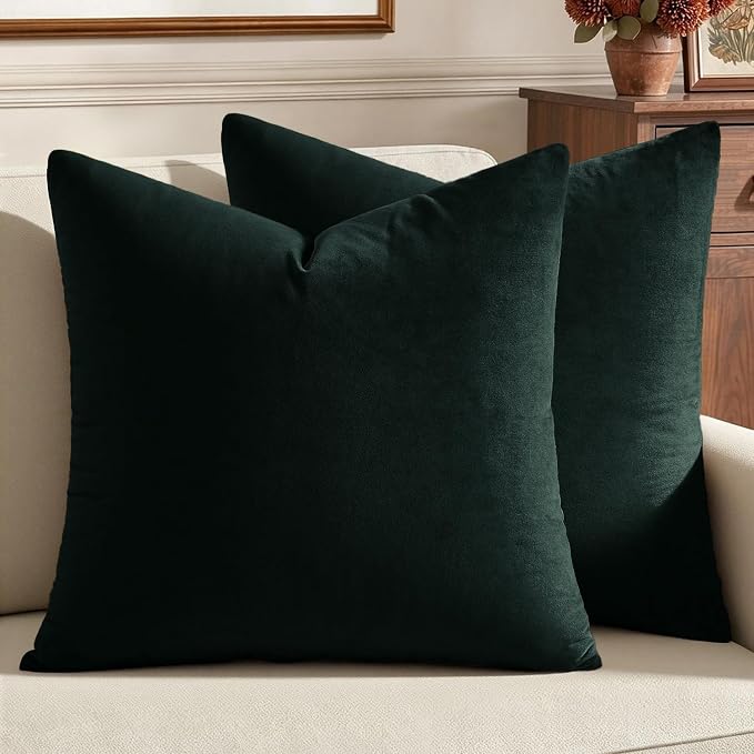 MIULEE Velvet Throw Pillow Covers 22x22 Inch Pack of 2 Army Green | Soft Solid Decorative Pillow Covers, Modern Luxury Home Decor, for Couch Chair Sofa Bedroom Livingroom