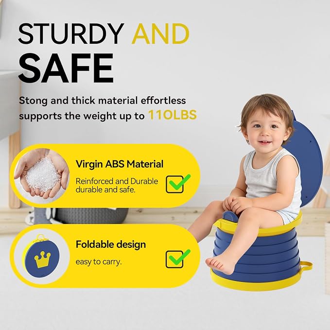 Portable Foldable Toddler Travel Potty - Medium Pink Potty Seat, Emergency Toilet for Car Camping Hiking, Lightweight Potty Chair for Indoor Outdoor Toddler Use