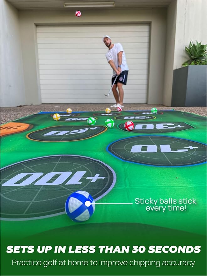 Golf Game for Adults Outdoor Indoor - Backyard Chipping Set with Sticky Balls - Family Entertainment Multi-Player Action - Friend and Party Activity - Gift for Golfers