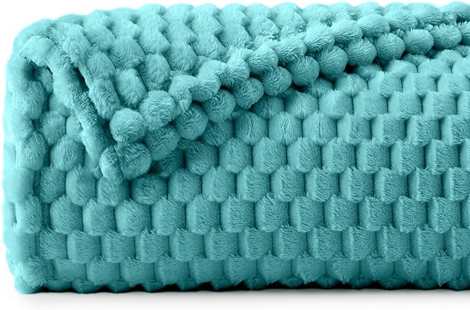 BEDELITE Teal Twin Blanket for Couch, Soft Cozy Gifts for Women, 60 * 80 | 3D Jacquard Decorative Fleece Blanket, Super Soft Plush Throws, Cute Birthday Gift for Women & Men, Suitable for All Seasons