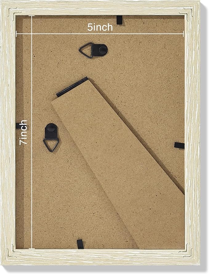 Vittanly 5x7 Picture Frames Set of 9 for Wall Mount or Tabletop, Cornsilk | Display Pictures 4x6 with Mat or 5x7 without Mat, Small Photo Frames, Engineered Wood with Shatter Resistant Plexiglass