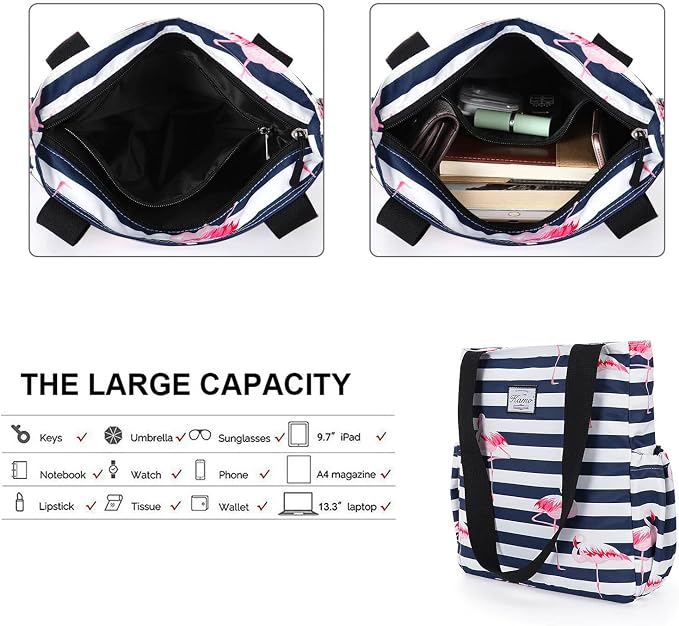 KAMO Floral Tote Bag - Waterproof Lightweight Handbags Travel Shoulder Bag for Hiking Yoga Gym Swimming Travel Beach