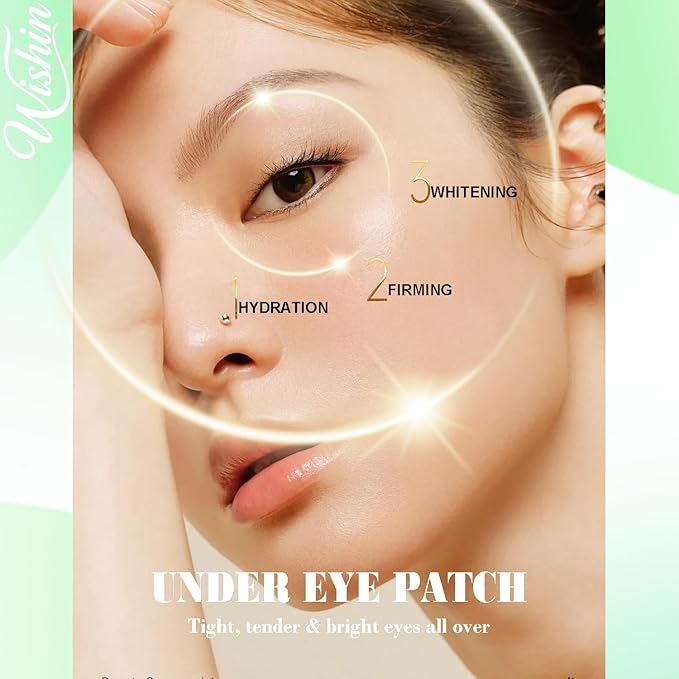 wishin Under Eye Patch - Eye Mask with Hydrating Gel | Dark Circles & Puffiness, Wrinkles & Bags | Natural Aloe Vera + Collagen - Adult Sleep SkinCare, 60Pcs (Aloe)