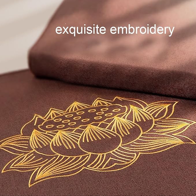 Portable Foldable Meditation Cushion Mat Set with Washable Cotton Linen Cover, Larger Thick Yoga Mat Bolster Floor Pillows Seating for Adults Meditation Accessories coffee1-70cm