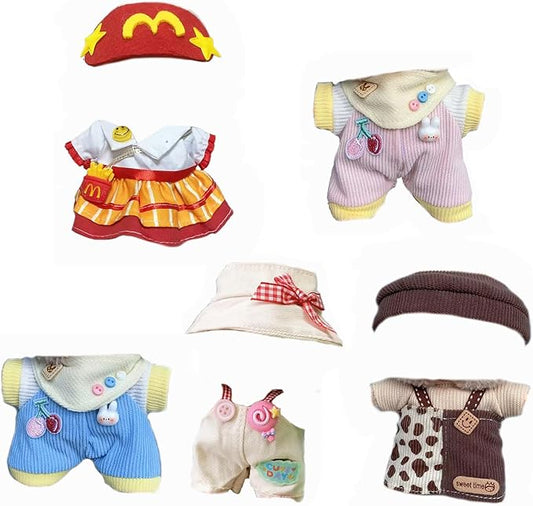 Clothes Set for 17cm Doll, 5 Pack Clothes & Outfit Pack for 17cm Dolls, Dolls Accessories for Collectors, No Doll Included (Set 1)