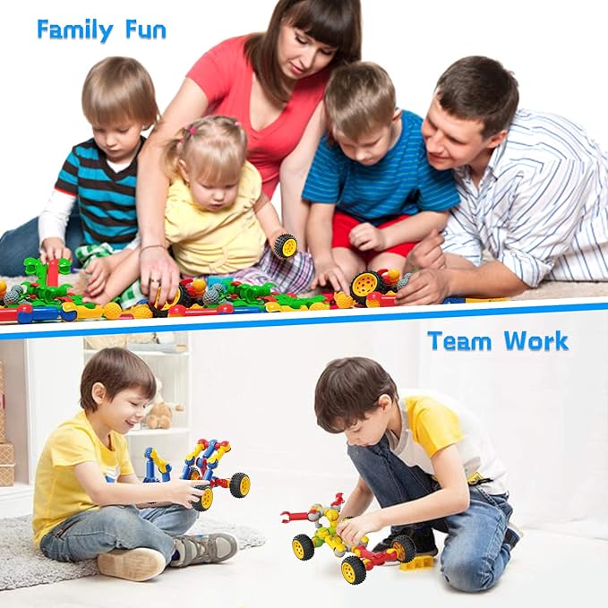 Kids Building Kit STEM Toys, 110 Pcs Educational Construction Engineering Building Blocks DIY Learning Set for Ages 3-10 Year Old Boys Girls, Best Gift for Children Creative Games Fun Play