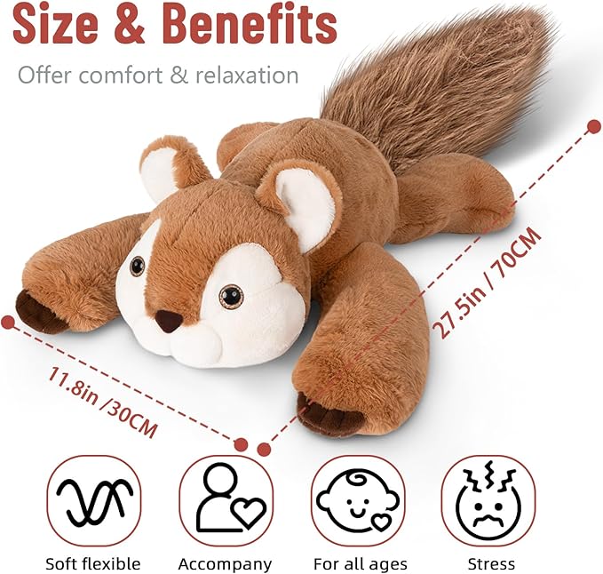 Niuniu Daddy 20" | 3.3 Pound Squirrel Weighted Stuffed Animals for Kids Adults, Large Squirrel Weighted Beads for Body Pillow for Sleeping, Soft Plush Toy for Birthday Christmas Holiday Presents