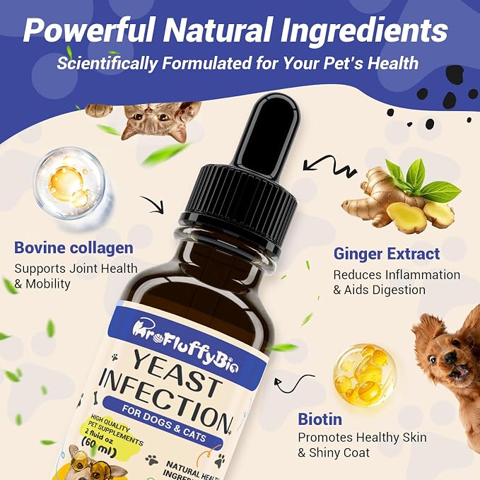 Natural Dog Yeast Infection Treatment - Itchy Skin & Ear Relief, Reduces Inflammation & Irritation, Soothes Allergy Symptoms - Herbal Supplement Drops for Dogs' Healthy Itch Relief (2 Oz) - 2Pack