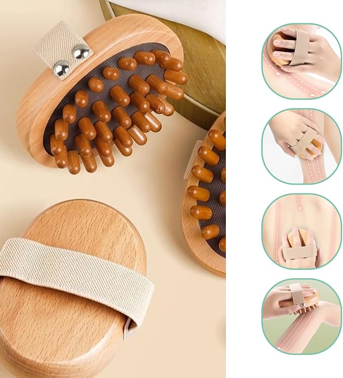 2PCS Meridian Brush Massage Body, Meridian Pressure Brush Wood Therapy Massage Tools for Full Body Shaping and Pain Relief