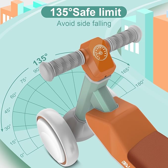 Colorful Lighting Baby Balance Bike Toys for 1 Year Old Boys Girls Gifts, Toddler First Bike 12-24 Months with Adjustable Soft Seat, 4 Silent Wheels Ride on Toy, Perfect First Birthday Gifts
