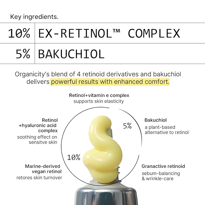 EX-Retinol & Bakuchiol 15% Facial Serum 0.16 Fl Oz | with Retinoid 1%, NAD+, EGF Peptides, Vitamin, Dexpanthenol | Korean Skin Care | for Firming and Lifting | Fragrance-Free Clean Formula
