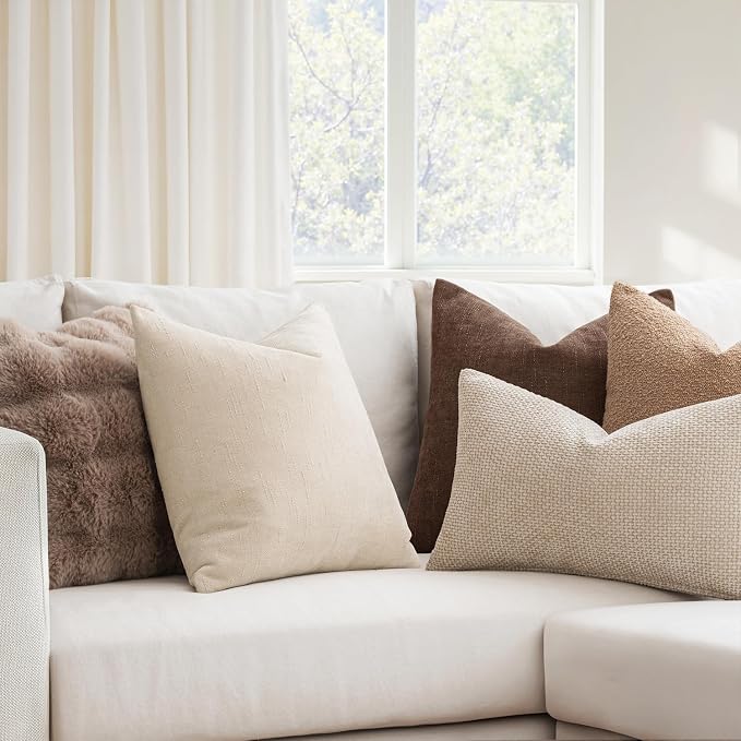 MIULEE 26x26 Inch Euro Textured Chenille Pillow Covers Chocolate Brown | Pack of 2 Decorative Soft Throw Pillows,Solid Textured Cushion Covers,Modern Home Decor for Bed Couch Sofa Bedroom Livingroom