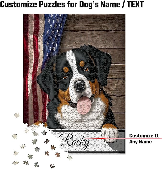 Custom Wooden Jigsaw Puzzles with Your Dog's Name on Appenzeller Art Print - 300 500 1000PCS Puzzles Game and Home Wall Decor