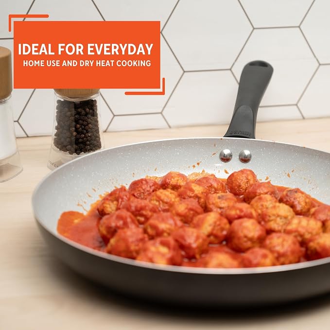 IMUSA 12 Inch Premier Cera Aluminum Speckled Gray Ceramic Fry Pan | Ideal for Pan Frying