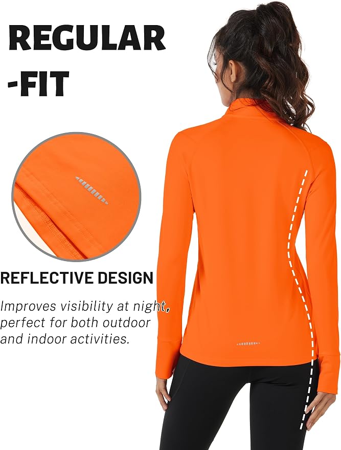 TACVASEN Women's Quarter Zip Sweatshirt Fleece Long Sleeve Workout Pullover | Lightweight Breathable Thermal Fabric,Mock Neck Design,Athletic Tops,Ideal for Gym Running Activities