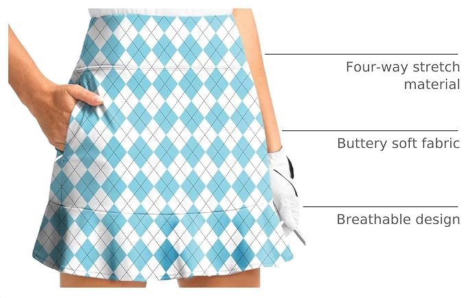 16" Golf Skorts for Women with 5 Pockets | Athletic, Tennis Skirt, High Waisted, Pickleball, Travel, Casual, Lightweight, Ruffle Summer Skirt, with Shorts
