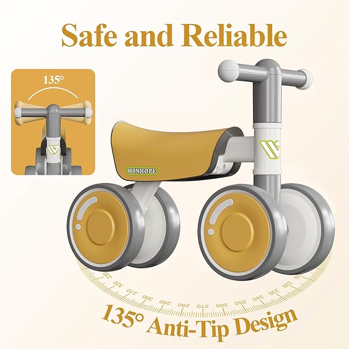 WinHope Baby Balance Bike for 1 Year Old Boys Girls,12-36 Month Toddler Balance Bike with 4 Wheels,Toddler First Bike,Girls First Birthday Gifts