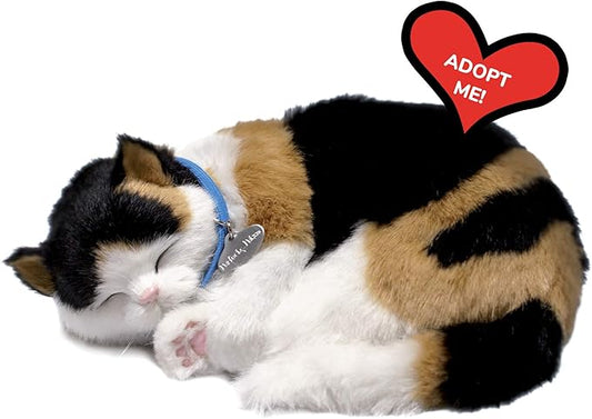 Original Petzzz Calico Cat, Realistic Lifelike Stuffed Interactive Pet Toy, Companion Dog with 100% Handcrafted Synthetic Fur