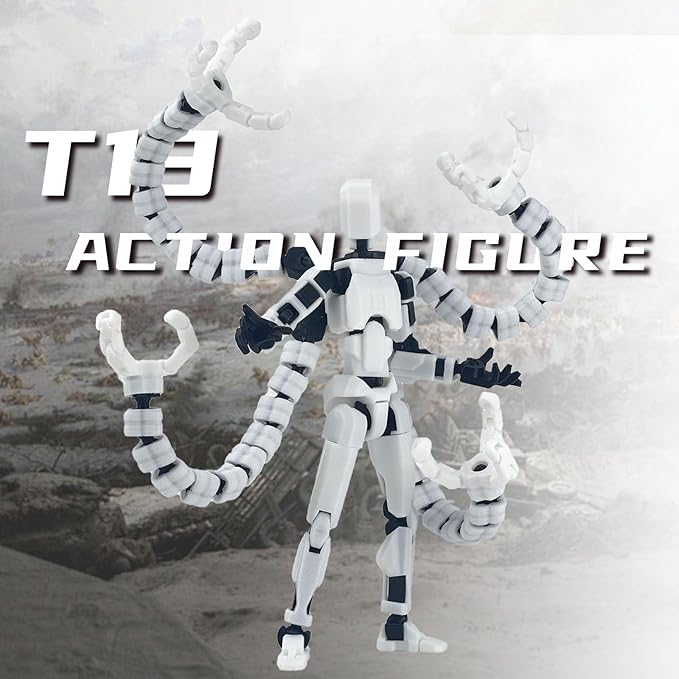 Already Assembled T13 Action Figure Accessories,Dummy 13 T13 Multi-Jointed Movable,for Collectors Desktop Decorations t-13 Movability 3D Printed Toys (White)