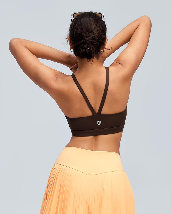 RUNNING GIRL Sports Bras for Women,Light Impact Molded Cup Strap Sports Bra with Sewn in Pads,Best for A-C Cup