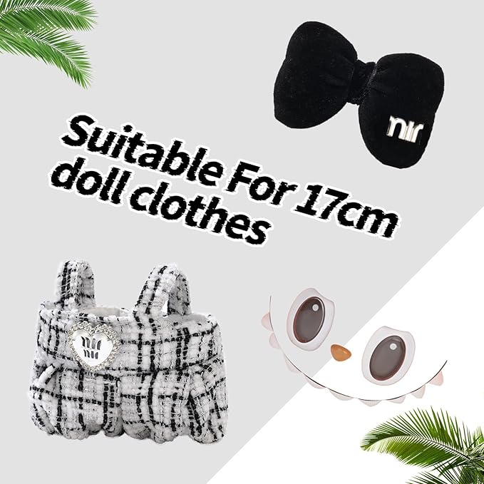 Cute Clothes for Doll Design Outfit Blind Mystery Box Accessories Mini La Boo-Boo Blah Bu Bu BuLafufu Ropa Plush Toy Stuff Dress Overalls Pajamas Hoodie Black&White