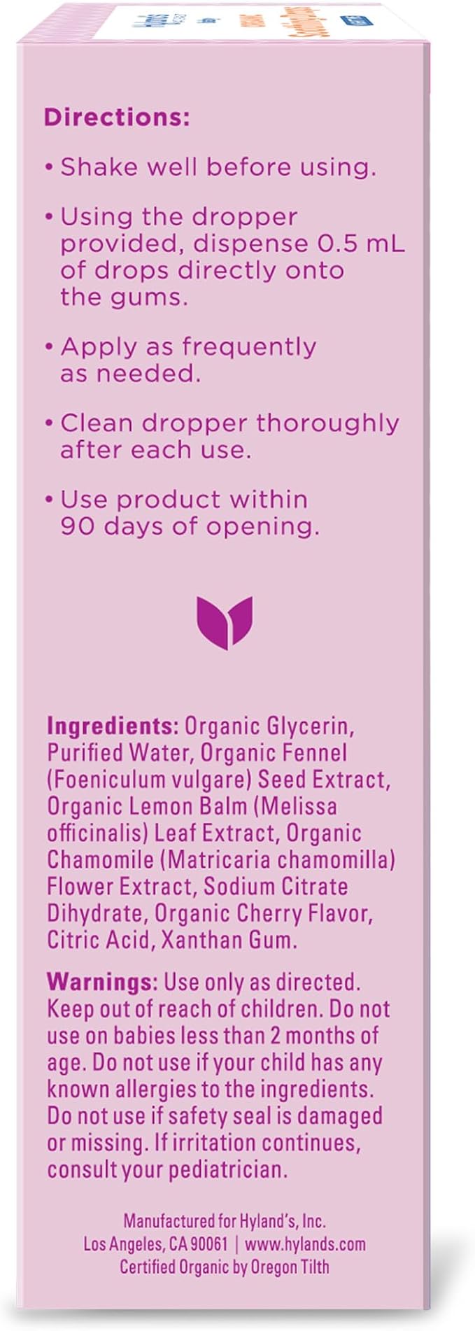 Hyland's Nighttime Baby Drops - 1 oz, Organic Cherry Flavor - Soothing Oral Discomfort Relief Drops for Teething Babies