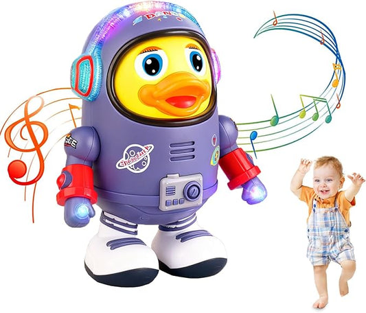 Dancing Space Duck Toy,Space Duck Dancing Musical Interactive Toy,Dancing Duck,Cute Singing Walking Duck Toys with Music LED Lights for Kids Birthday Gifts